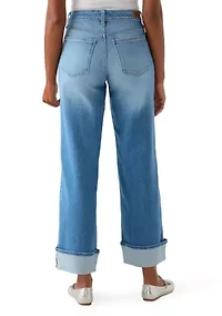 Women's High Rise Wide Leg Cuffed Jeans