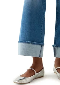 Women's High Rise Wide Leg Cuffed Jeans