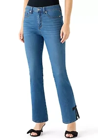 Women's High Rise Kick Flare Bow Hem Jeans