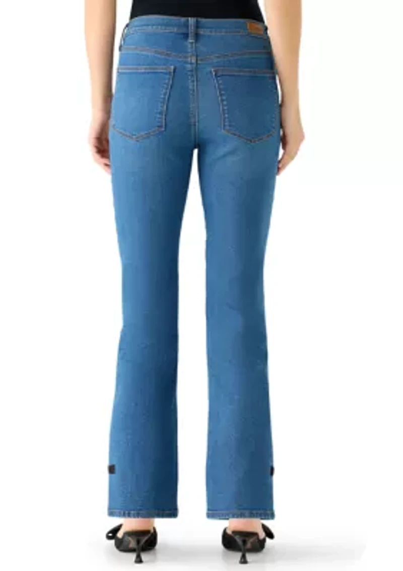 Women's High Rise Kick Flare Bow Hem Jeans