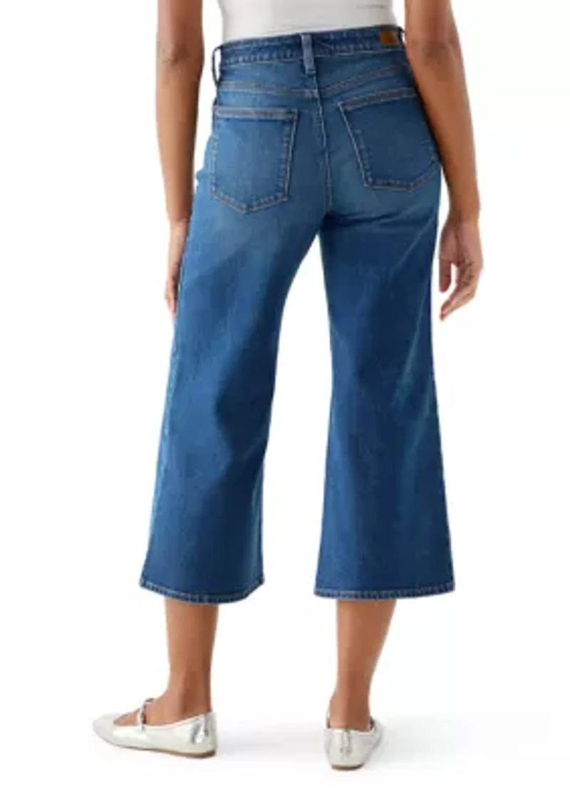 Women's High Rise Wide Leg Cropped Jeans