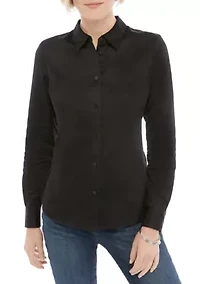 Petite Woven Button Down Shirt