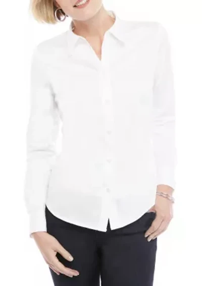 Petite Woven Button Down Shirt