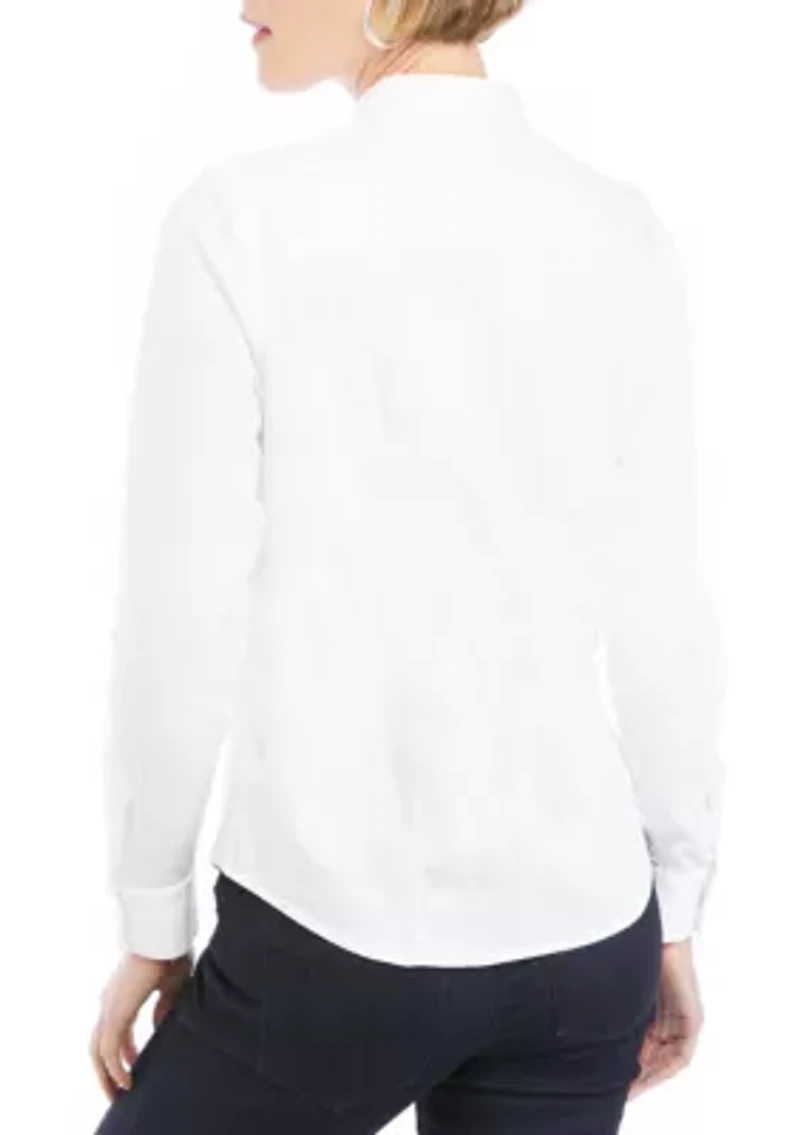 Petite Woven Button Down Shirt