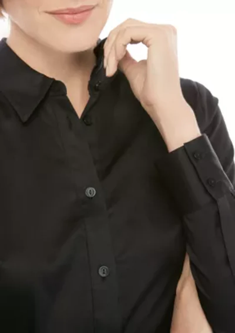 Petite Woven Button Down Shirt