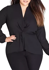 Plus Size Knot Front Top 