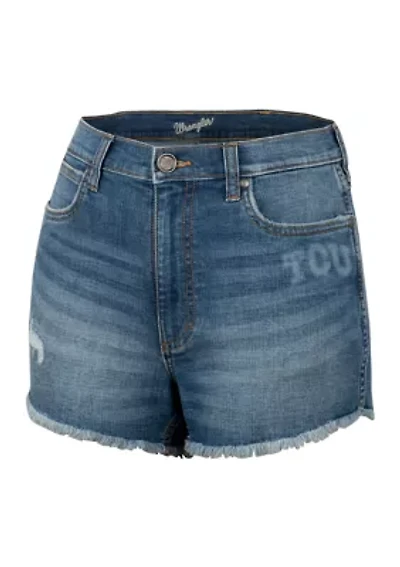Women's NCAA TCU Horned Frogs Retro High Rise Cut Off Denim Shorts