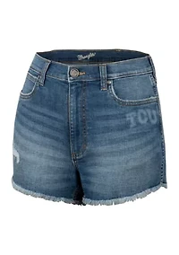 Women's NCAA TCU Horned Frogs Retro High Rise Cut Off Denim Shorts