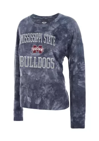 NCAA Mississippi State Bulldogs Pinch Tie Dye French Terry Long Sleeve Top