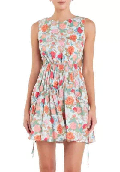 Floral Print Cut Out Mini Dress