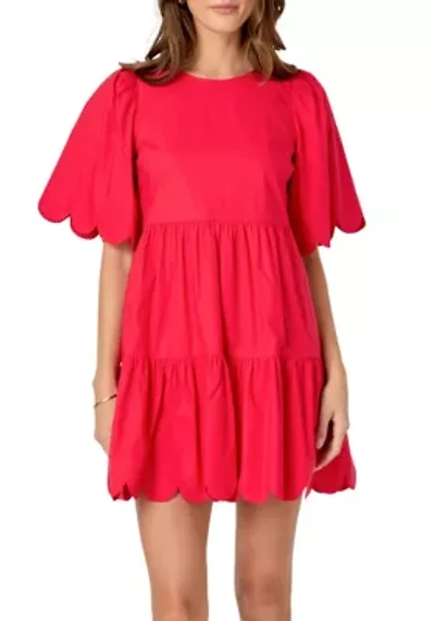 Scallop Detail Mini Dress