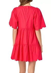Scallop Detail Mini Dress