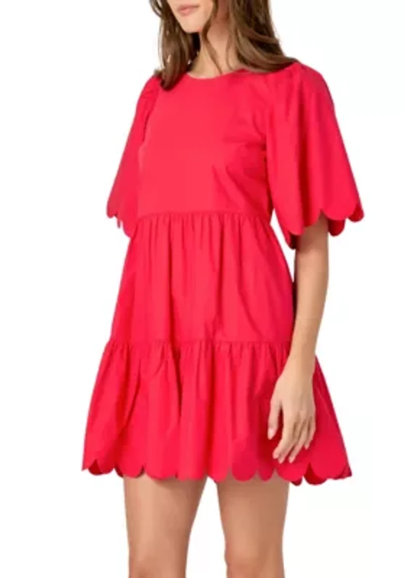 Scallop Detail Mini Dress