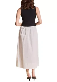 SLEEVELESS MIXED MEDIA MIDI DRESS