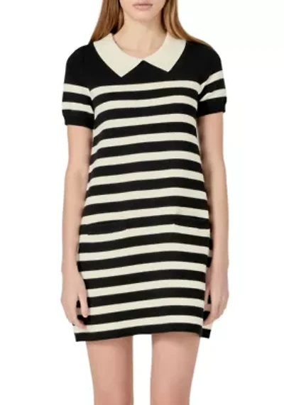 STRIPE COLLAR MINI DRESS