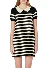 STRIPE COLLAR MINI DRESS