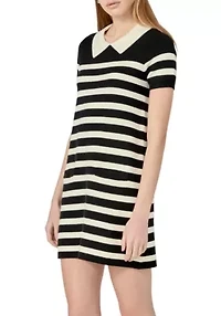 STRIPE COLLAR MINI DRESS