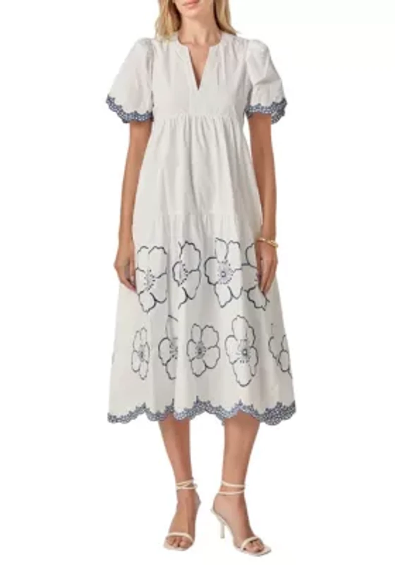 EMBROIDERED MIDI DRESS