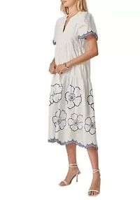 EMBROIDERED MIDI DRESS