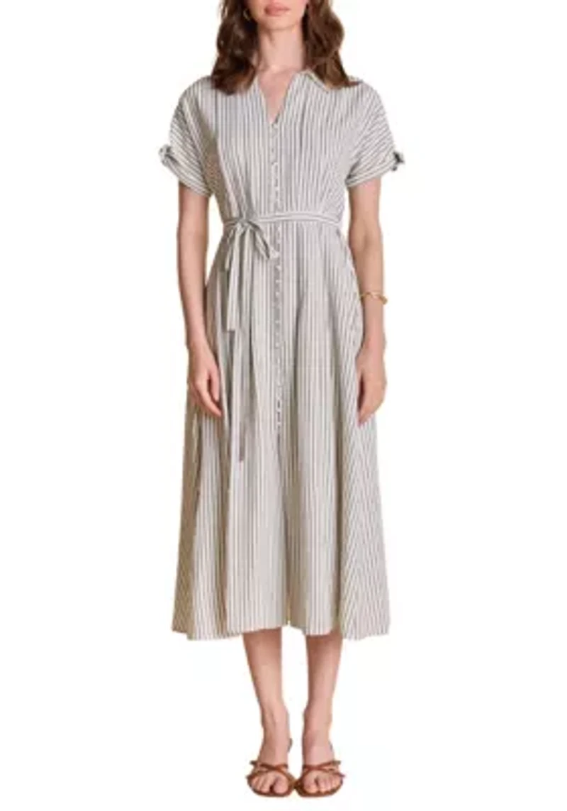 STRIPE MIDI SHIRT DRESS