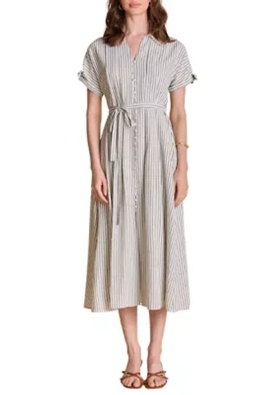 STRIPE MIDI SHIRT DRESS