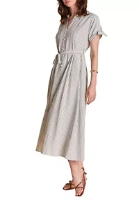 STRIPE MIDI SHIRT DRESS