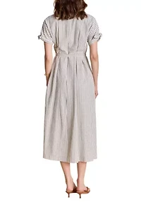 STRIPE MIDI SHIRT DRESS