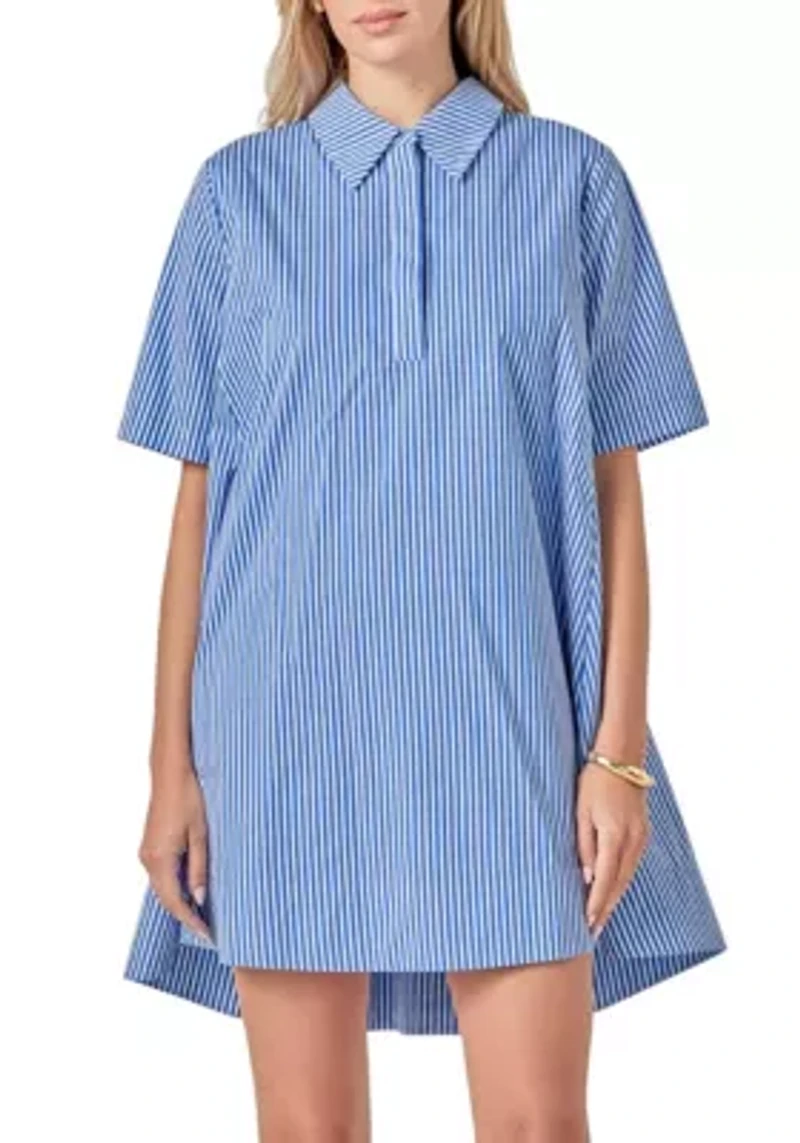 A-line Short Sleeve Shirt Dress