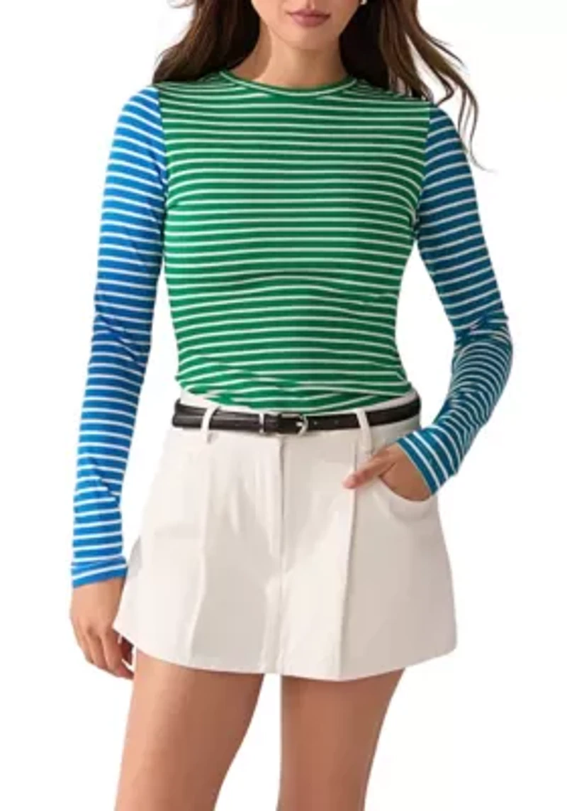 COLOR BLOCK STRIPED T SHIRT
