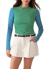 COLOR BLOCK STRIPED T SHIRT