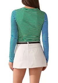 COLOR BLOCK STRIPED T SHIRT