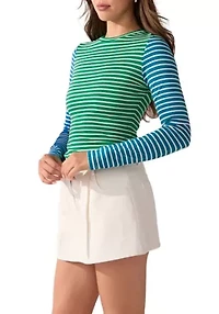 COLOR BLOCK STRIPED T SHIRT