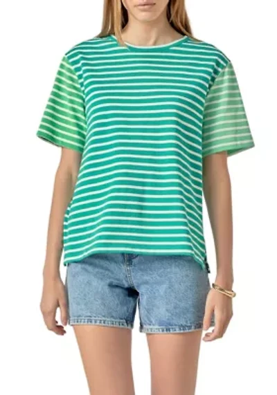 STRIPE COLOR BLOCK SHORT SLEEVE SHIRT