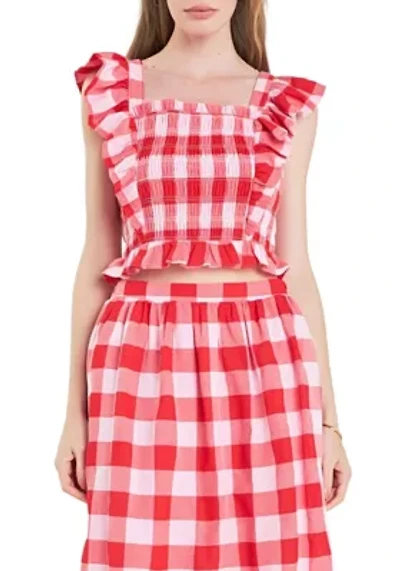 Gingham Smocked Top