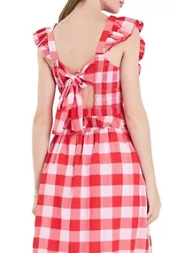Gingham Smocked Top