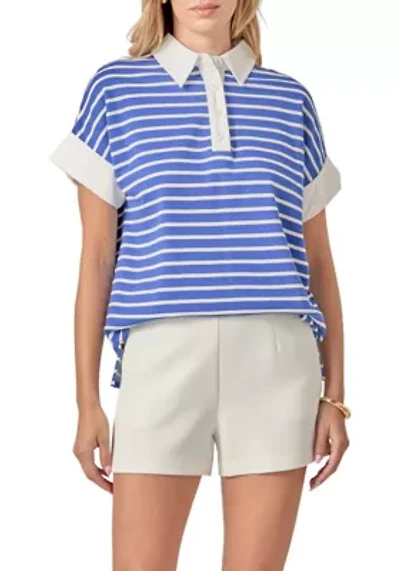 STRIPE COLLAR SWEATSHIRT