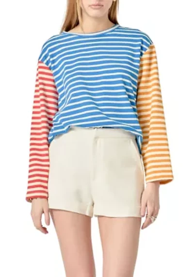 Striped Color Block Long Sleeve Tee