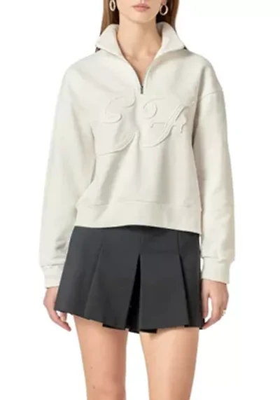 Patch Zip Up Sweatshirt