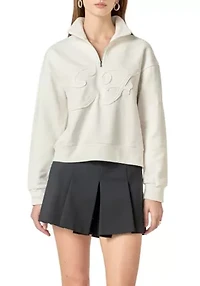 Patch Zip Up Sweatshirt