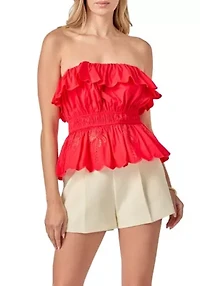 EMBROIDERY STRAPLESS TOP