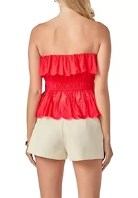 EMBROIDERY STRAPLESS TOP