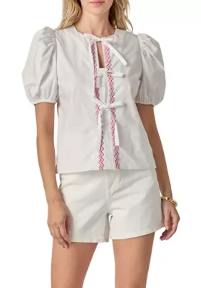 SCALLOP TAPE TRIMED BLOUSE