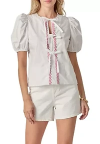 SCALLOP TAPE TRIMED BLOUSE