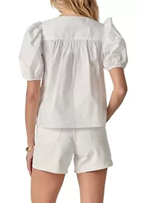 SCALLOP TAPE TRIMED BLOUSE