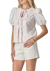 SCALLOP TAPE TRIMED BLOUSE