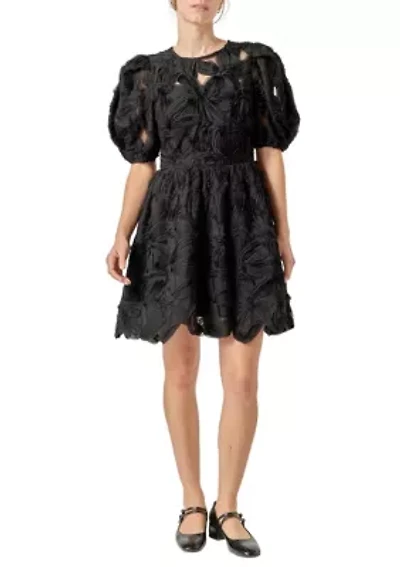 Flower Embellished Mini Dress