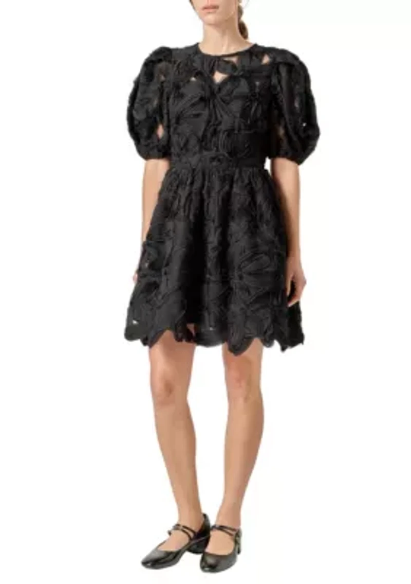 Flower Embellished Mini Dress