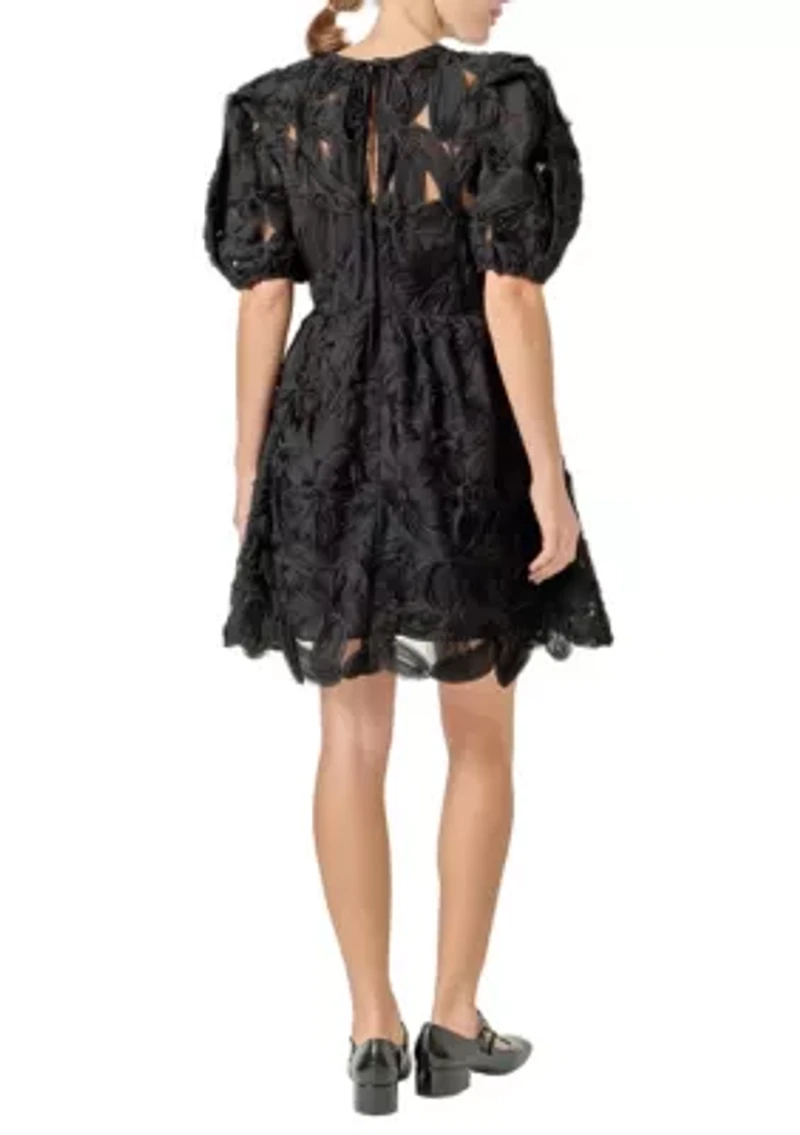 Flower Embellished Mini Dress