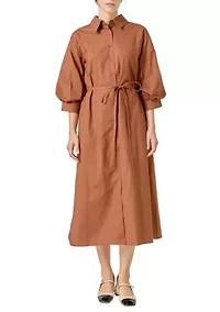 FLARED SHIRT MIDI DRESS