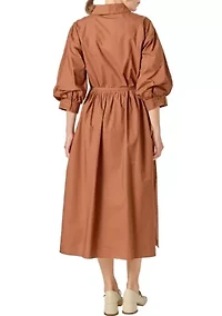 FLARED SHIRT MIDI DRESS